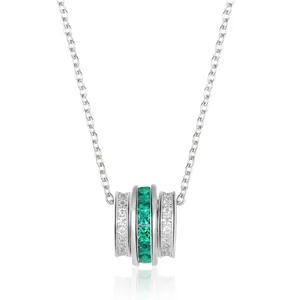 Rotating Cylinder Pendant Necklace 925 Sterling Silver With Square Lab-Grown Emerald Cubic Zirconia Fashion Jewelry Women