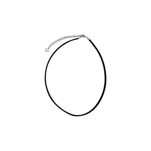 Minimalist black faux leather choker necklace with heart pendant and adjustable silver chain