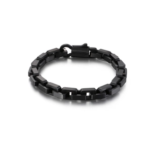 Men's Stainless Steel Chain Bracelet Punk Rectangular Geometric Interlocking Link Motorcycle Jewelry Fashion Hip Hop