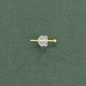 Transparent silicone bullet earring backs with gold plated needle pins for DIY crafts