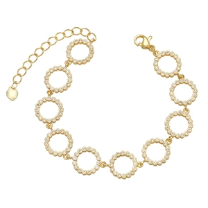 Elegant gold link bracelet with sparkling rhinestones and a textured heart charm pendant