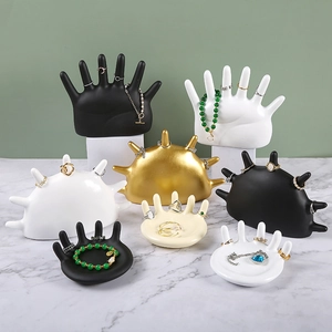 Resin Hand Jewelry Display Stand Multi Finger Ring Holder Desktop Organizer Creative Modern Home Decor