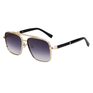 Modern gold metal frame aviator sunglasses with gradient purple lenses for men