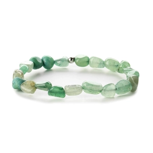 Bracciale in scaglie di cristallo di avventurina verde naturale con perla in metallo