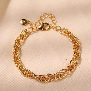 Vintage Punk Thick Woven Link Chain Bracelet For Women Gold Plated Copper Personalized Middle Eastern Style Hand Jewelry