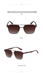 Front and side view of brown tortoise shell sunglasses with gradient brown lenses