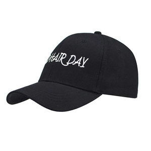 Casquette de baseball noire classique avec broderie blanche Bad Hair Day brodé