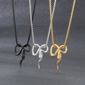 Snake Pendant Stainless Steel Gothic Punk Retro Animal Python Charm Necklace Jewelry For Men