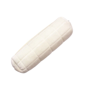 Minimalist cream white quilted fleece pencil case with large capacity and zipper closure