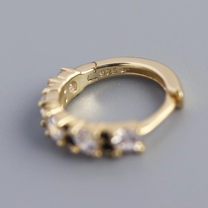 Elegant S925 sterling silver hoop earring with clear zircons and 925 hallmark stamp