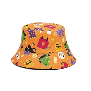 Bob réversible orange avec motifs de monstres et citrouilles pour Halloween