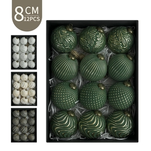 Christmas Ball Ornaments Antique PVC Plastic Relief Pattern Hanging Tree Decoration European Elegant Holiday Decor