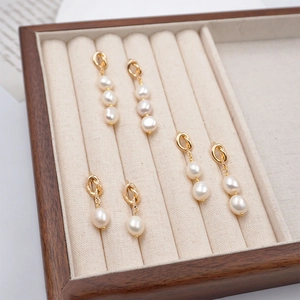 French Retro Knot Pearl Drop Earrings Elegant Copper Jewelry For Women High Luster Freshwater Pearl