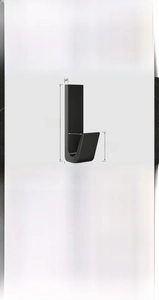 Detailed size specifications for a matte black J-shaped space aluminum wall hook