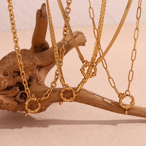 Chic 18K gold plated stainless steel necklaces featuring paperclip and snake chain styles