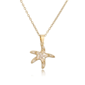 18K gold plated starfish necklace for women with sparkling cubic zirconia inlay