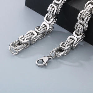 Close-up of vintage Byzantine twist chain link with secure lobster clasp for men