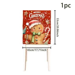Christmas chair cover with gingerbread man and Merry Christmas text with dimensions