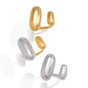 Bagues minimalistes en acier inoxydable or 18 carats et argent aux formes capsules