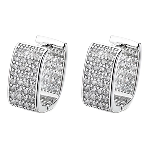 Rectangular Hoop Earrings With Copper And Cubic Zirconia Pave Minimalist Luxury Geometric Jewelry Accessories For Women