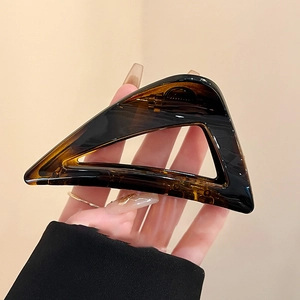 Classic tortoise shell acrylic triangle hair claw clip for elegant updo hairstyles
