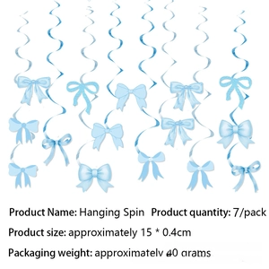 Blue bow party hanging swirls decorations for birthday celebrations and events