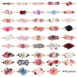 Artificial Flower Baby Headband Nylon Elastic Hairband For Infant Toddler Girls Handmade Floral Hair Accessories Party Photography Props