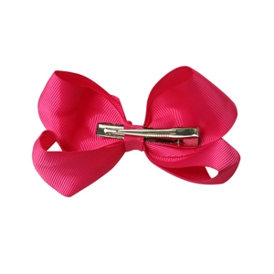 Handmade 4-inch rose red grosgrain ribbon hair bow clip for girls with metal alligator clip