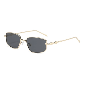 Classic vintage metal square sunglasses with gold frames and grey lenses for outdoor use