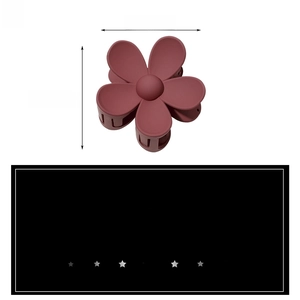 Detailed size view of matte flower claw clip in dark pink, 7.5cm length with dimensions