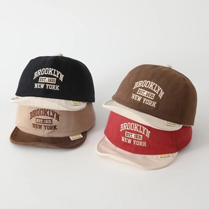 Kids soft brim baseball cap with vintage Brooklyn embroidery in four assorted colors