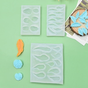 3-piece leaf texture silicone mold set for fondant and cake decorating with natural designs