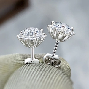 Exquisite snowflake zircon stud earrings with floral clusters for elegant women