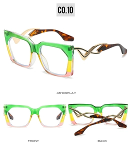 Detailed view of cat eye sunglasses featuring gradient frames and hollow metal temples