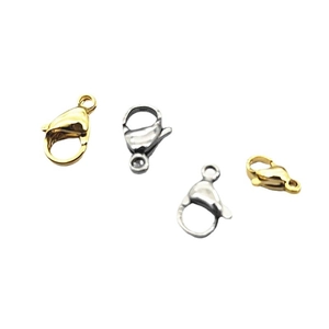 Polished stainless steel lobster clasps in gold and silver for DIY jewelry making