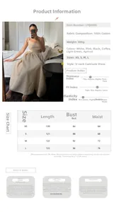 Guide des tailles et détails du tissu pour robe en coton à col en V du XS au L