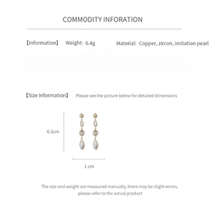 Size and weight specifications for vintage tassel earrings with pearls and zircon stones