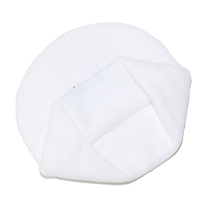 Detail of the soft white plush knit beanie showing thick fuzzy faux fur texture