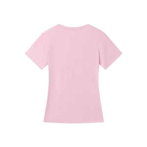 Back view of a slim fit pink short sleeve T-shirt with high quality cotton fabric