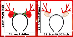 Detailed size specifications for sequined reindeer antler headbands with bells