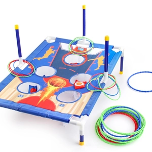 Kids indoor outdoor sport bean bag toss and ring game set with basketball scoring board