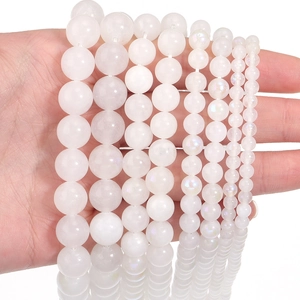 Moonstone beads for DIY jewelry making in multiple sizes with iridescent white glow