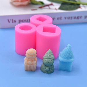 Pink snowman hat silicone mold set for DIY baking mousse and chocolate cakes