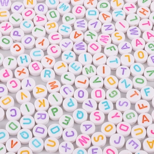 White round acrylic alphabet beads with colorful letters for DIY bracelet jewelry making