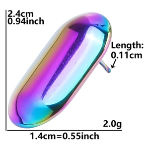 Detailed size parameters of 304 stainless steel rainbow earrings showing 2.4cm x 1.4cm dimensions