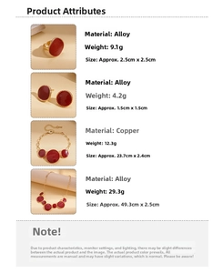 Dimensions détaillées et spécifications de poids pour les bijoux en émail rouge