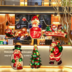 LED Christmas window suction lights featuring Santa, reindeer and tree designs