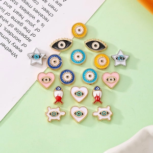 Colorful evil eye alloy charms in diverse shapes with gold and silver metal plating