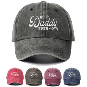 Unisex Washed Cotton Baseball Cap Best Daddy Ever Embroidery Adjustable Distressed Sunshade Outdoor Leisure Sports Hat