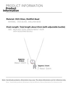 Detailed view of S925 silver necklace featuring 0.8cm pearl and letter R pendant